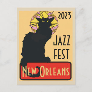 Cartão Postal Mardi Gras New Orleans Chat Noir Edit Text Poster
