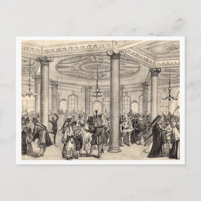 Cartão Postal Mardi Gras New Orleans desenho histórico de 1878 (Frente)