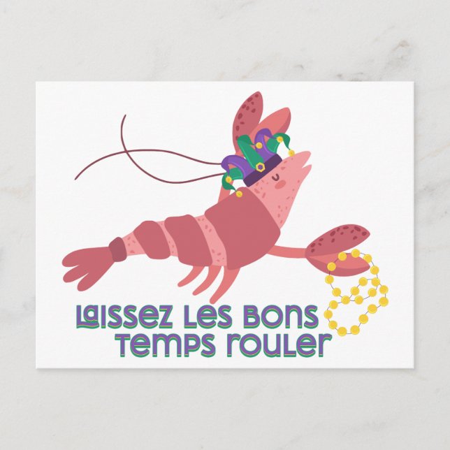 Cartão Postal Mardi Gras Party Crawdad (Frente)