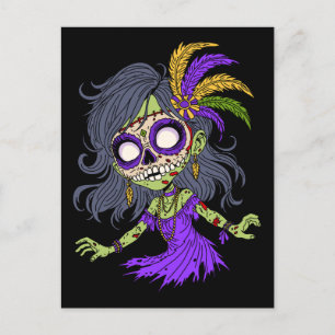 Cartão Postal Mardi Gras Zombie