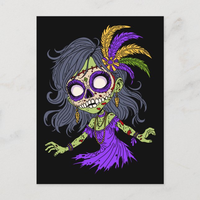 Cartão Postal Mardi Gras Zombie (Frente)