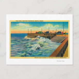 Cartão Postal Marés altas em PromenadeSeaside, OU