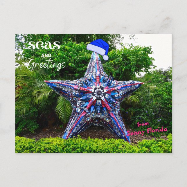 Cartão Postal Mares e Saudações do Natal Sunny Florida (Frente)