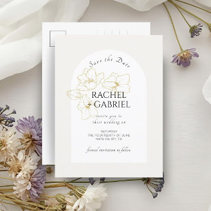 Cartão Postal Marfim   Boho Arch Dourado Casamento Floral