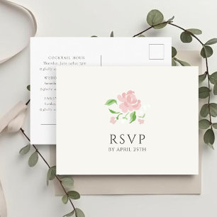 Cartão Postal Marfim e Branco Resposta de RSVP de Casamento Ch