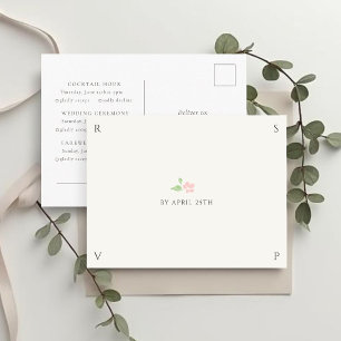 Cartão Postal Marfim e Branco Resposta de RSVP de Casamento Ch