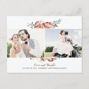 Cartão Postal marfim floral, obrigado de casamento
