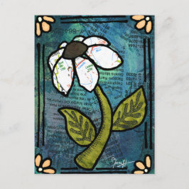 Cartão Postal Margarida Branca em Fundo Azul - Colagem