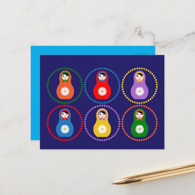 Cartão Postal Margarida Matryoshka (Frente/Verso In Situ)