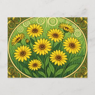 Cartão Postal Margaridas Art Nouveau
