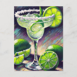 Cartão Postal Margarita Caprichosa Coquetel Giz Pastel Verde