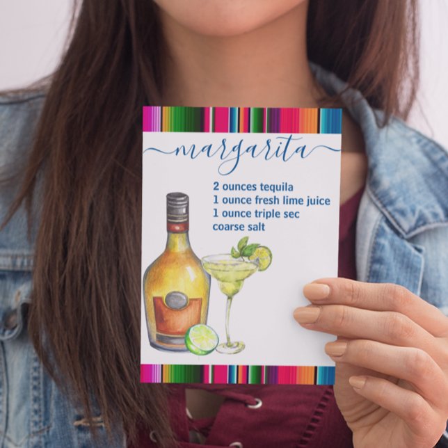 Cartão Postal Margarita Cocktail Recebe Watercolor (Criador carregado)