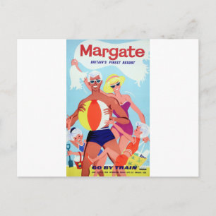 Cartão Postal Margate vintage anunciando poster