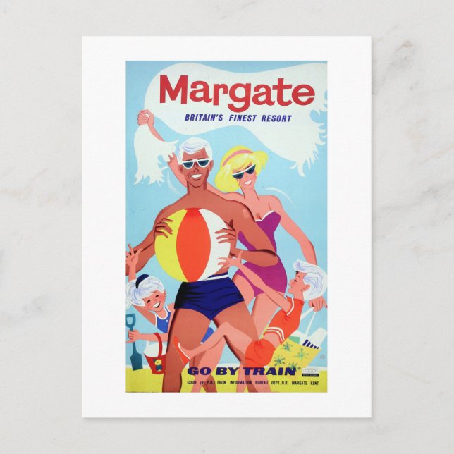 Cartão Postal Margate vintage anunciando poster (Frente)