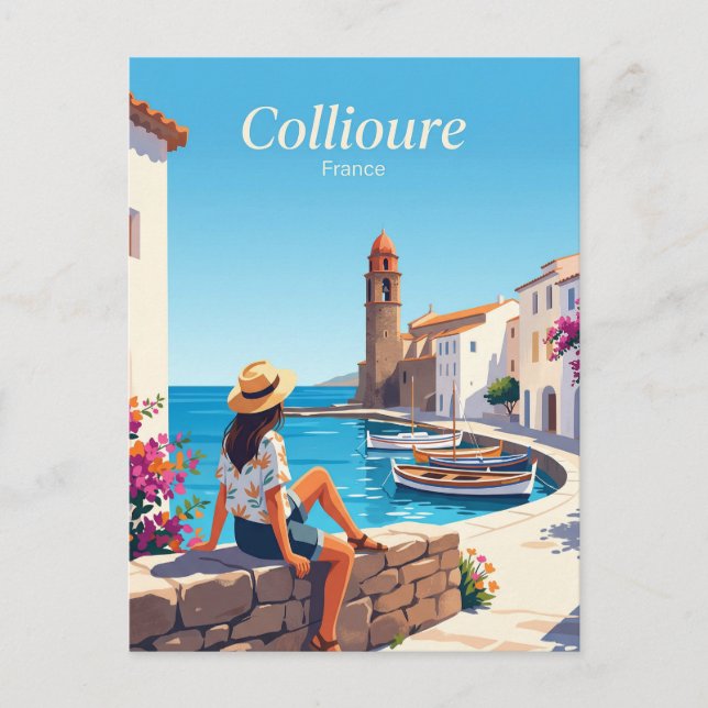 Cartão Postal Margem de Collioure França (Frente)