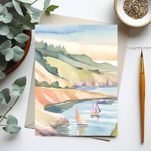 Cartão Postal Margem de navegação   Rhode Island Ocean Watercolo