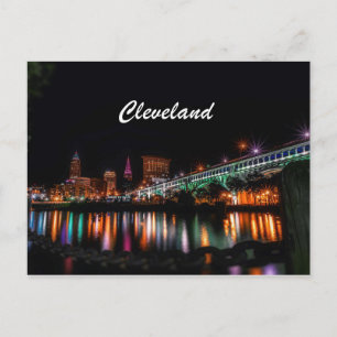 Cartão Postal Margem do rio da cidade de Cleveland à noite