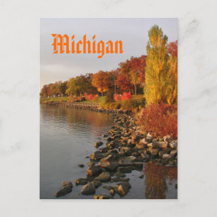 Cartão Postal margem do rio outono, Michigan