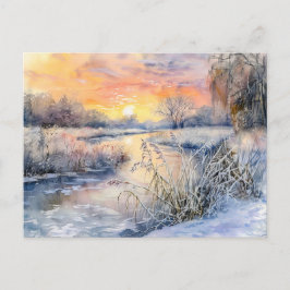 Cartão Postal Margens Nevadas do Havelland em Aquarela do Havel