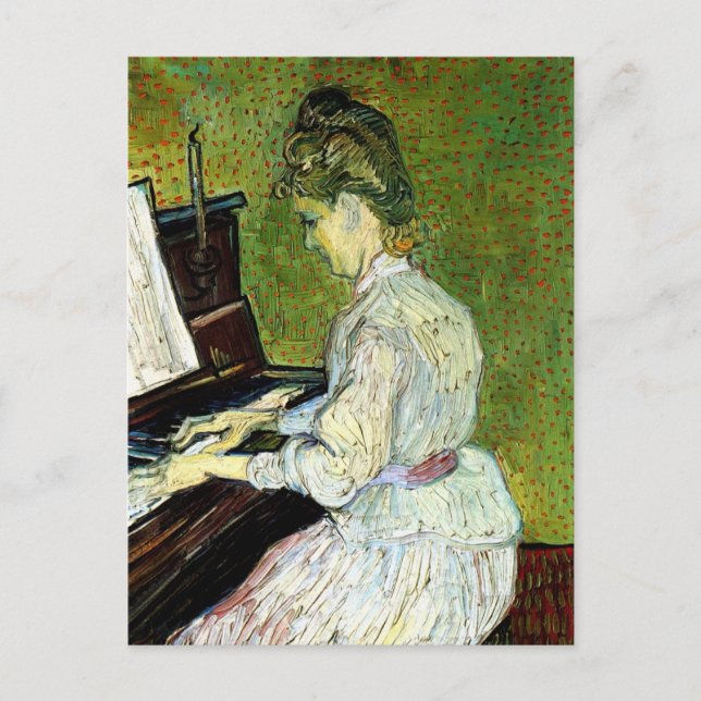 Cartão Postal Marguerite Gachet ao Piano por Vincent van Gogh (Frente)