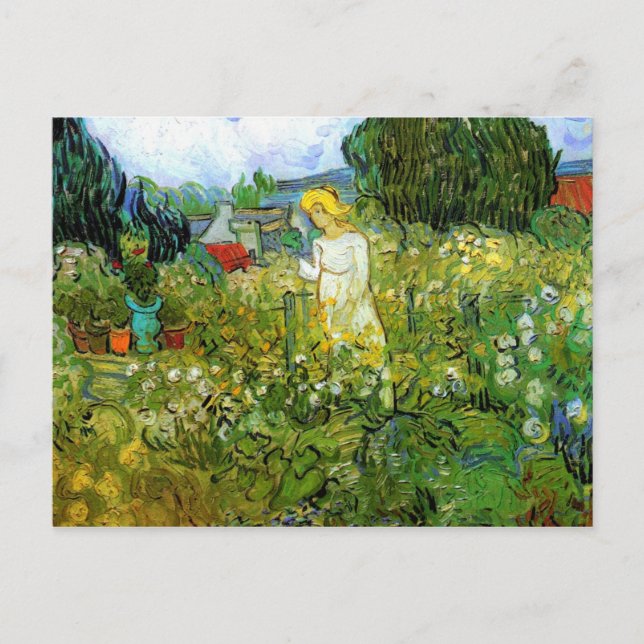 Cartão Postal Marguerite Gachet no Jardim por van Gogh (Frente)