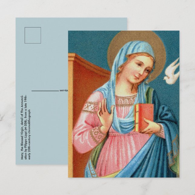 Cartão Postal Maria, da Anunciação de F. Lippi (Detalhe; M 038) (Frente/Verso)