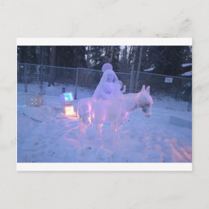 Cartão Postal Maria e o Menino Jesus Escultura Noturna de Neve d