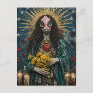Cartão Postal Maria Madalena em uma máscara de gás rosa