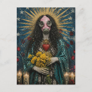 Cartão Postal Maria Madalena linda em uma máscara de gás