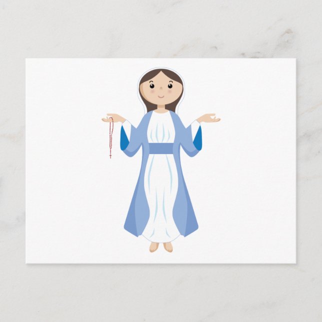 Cartão Postal Maria Mãe com Terço (Frente)