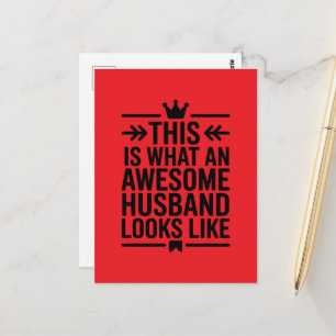 Cartão Postal Marido Incrível Tipografia Minimalista