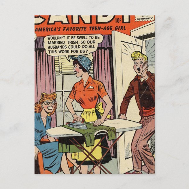 Cartão Postal Maridos e Trabalho Doméstico (Frente)