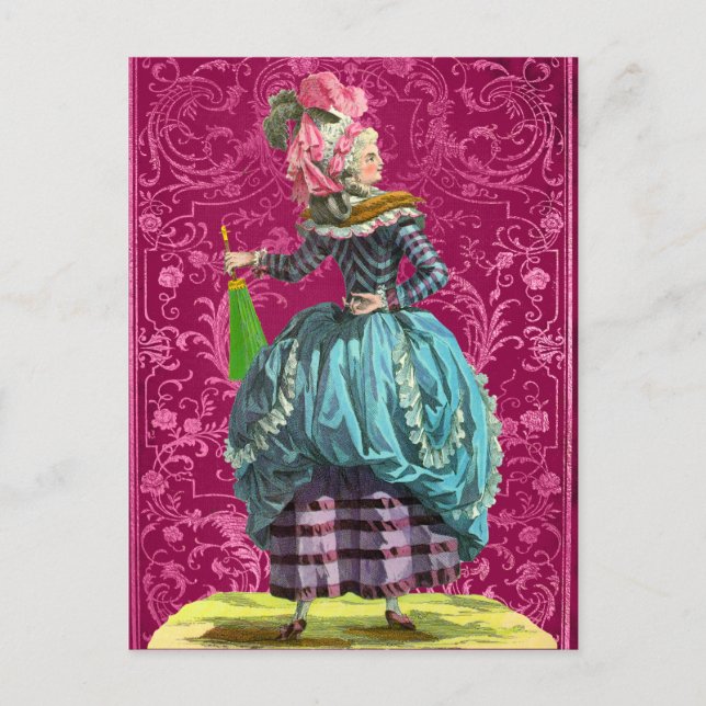 Cartão Postal Marie Antoinette Bonjour Amizade Rosa (Frente)