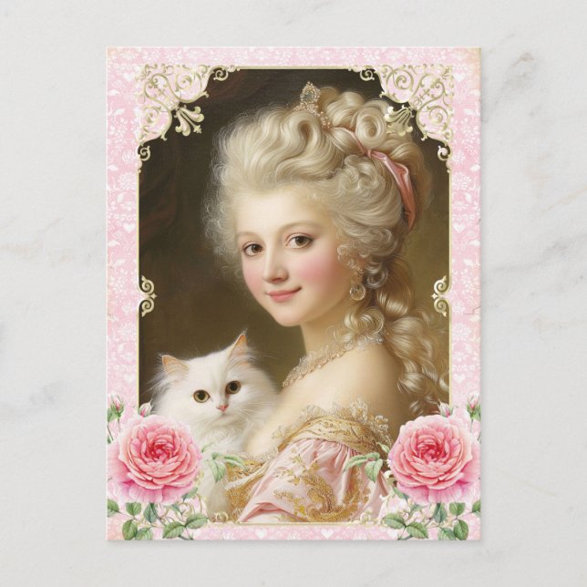 Cartão Postal Marie Antoinette,French,Paris,cat,portrait ポストカード (Frente)
