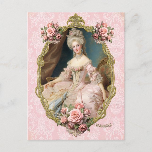 Cartão Postal Marie Antoinette,French,Paris,portrait,roses ポストカー (Frente)