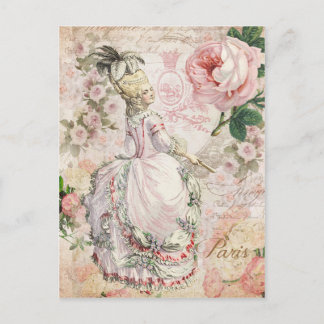 Cartão Postal Marie Antoinette,Paris,shabby,rosa,rosa,Cartão-pos