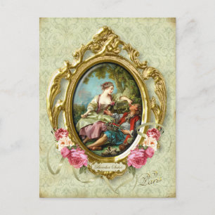 Cartão Postal Marie Antoinette Rococó Amantes Menina Menino Cart