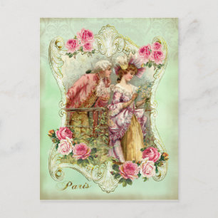 Cartão Postal Marie Antoinette Rococó Amantes Rosa Senhora Cartã