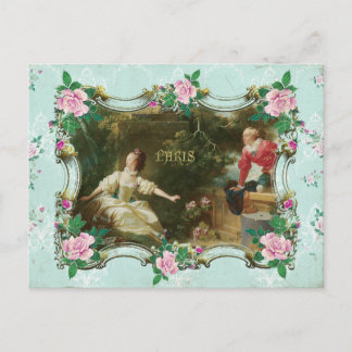 Cartão Postal Marie Antoinette Rococo Fragonard Green postcard