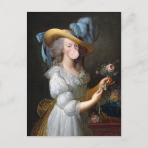 Cartão Postal Marie Antoinette soprando um chiclete rosa
