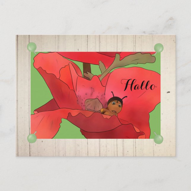 Cartão Postal Marienkäfer im Mohn (Frente)