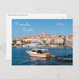 Cartão Postal Marina da cidade de Korcula - Dalmácia, Croácia