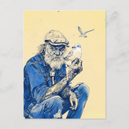 Cartão Postal Marinheiro Sentado Calmamente Cercado Por Vários P