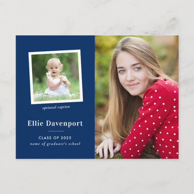Cartão Postal Marinho Azul - Duas Festas de formatura de fotos (Frente)