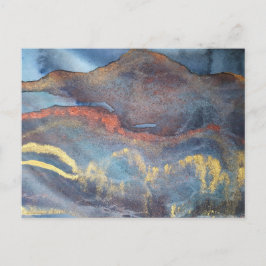 Cartão Postal Marinho Azul e Dourado Marble Marble Modern Abstra