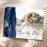 Marinho Blue Silver Agate Foto personalizada Salva