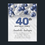Cartão Postal Marinho  Blue Silver Balloon Glitter aniversário d<br><div class="desc">Marinho Glam Moderno Balão Azul Prata Brilhante Brilhante Qualquer Convite De Aniversário De Idade</div>