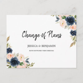 Cartão Postal Marinho Blush Floral Greenerescência Deixa Mudança