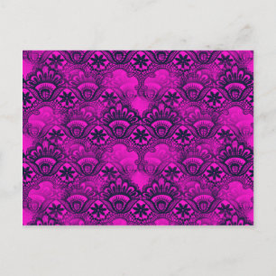 Cartão Postal Marinho de Fuschia Rosa-Quente Azul Lace