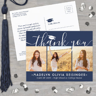 Cartão Postal Marinho de Graduação de Novo Endereço White Obr